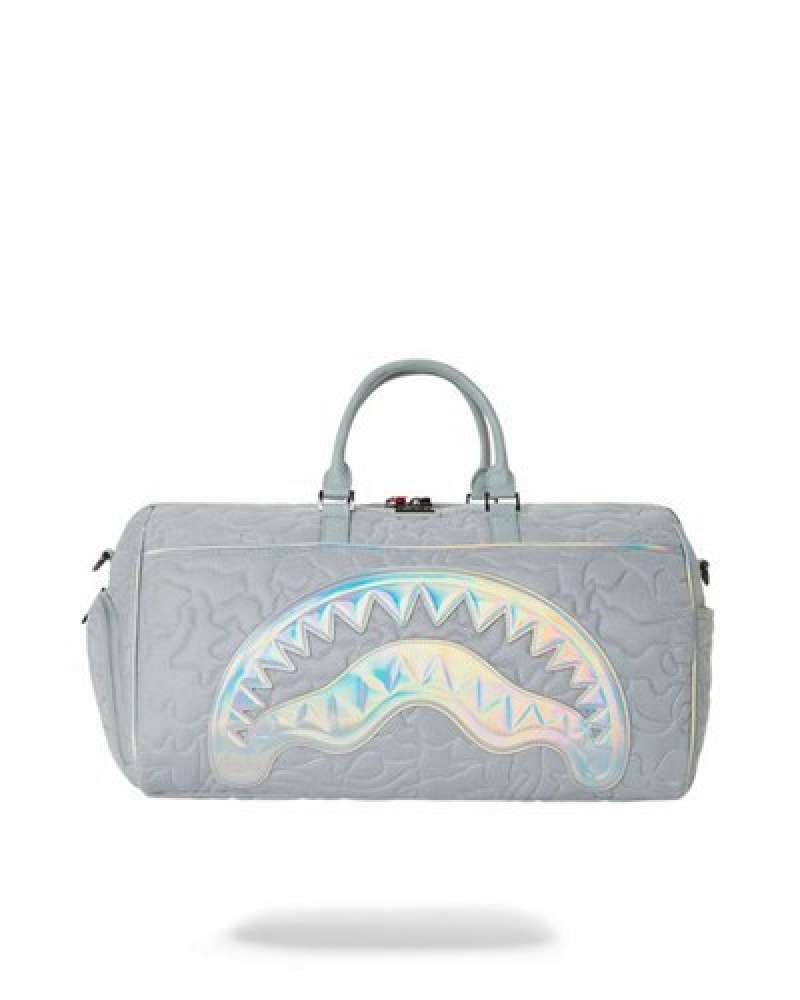 Grey Sprayground Mirashaku Iridescent Quilt Duffle Bags | 82049-GNKD