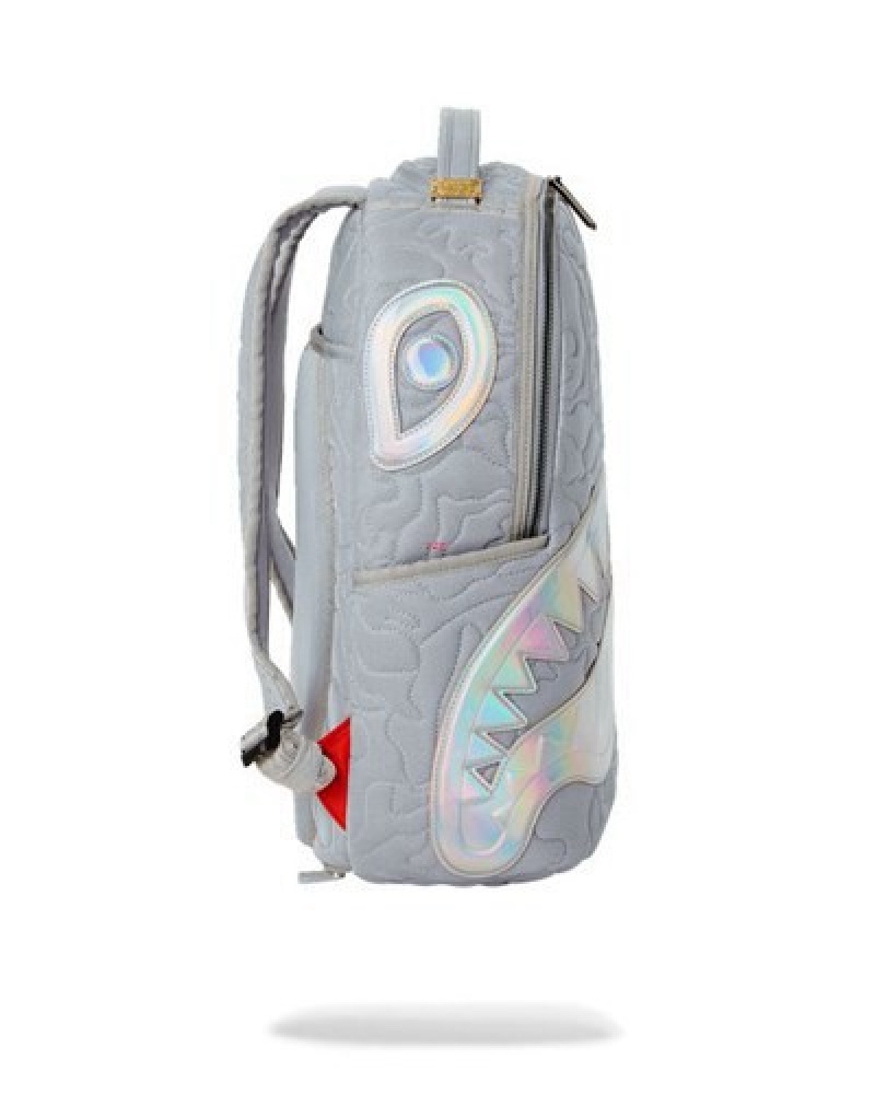 Grey Sprayground Mirashaku Iridescent Quilt Backpacks | 95036-SALY