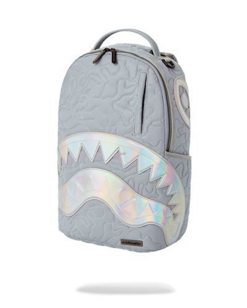 Grey Sprayground Mirashaku Iridescent Quilt Backpacks | 95036-SALY