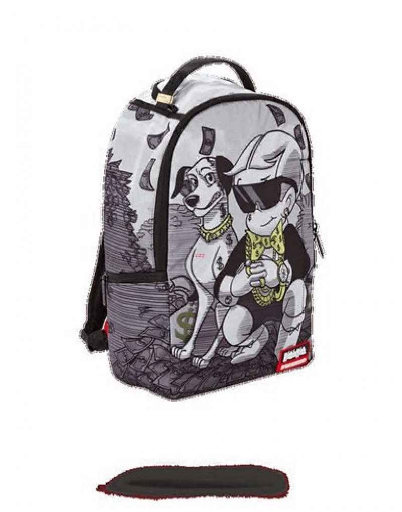 Grey Sprayground Richie Rich Money Stacks Backpacks | 92160-AQFC