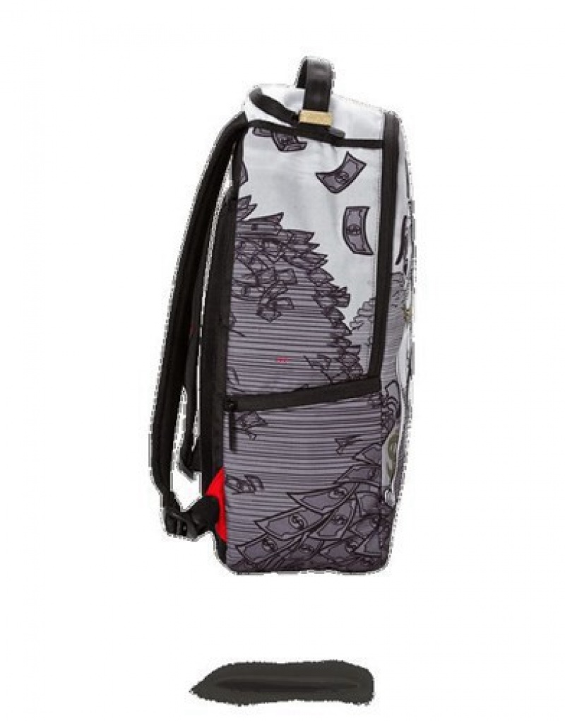 Grey Sprayground Richie Rich Money Stacks Backpacks | 92160-AQFC