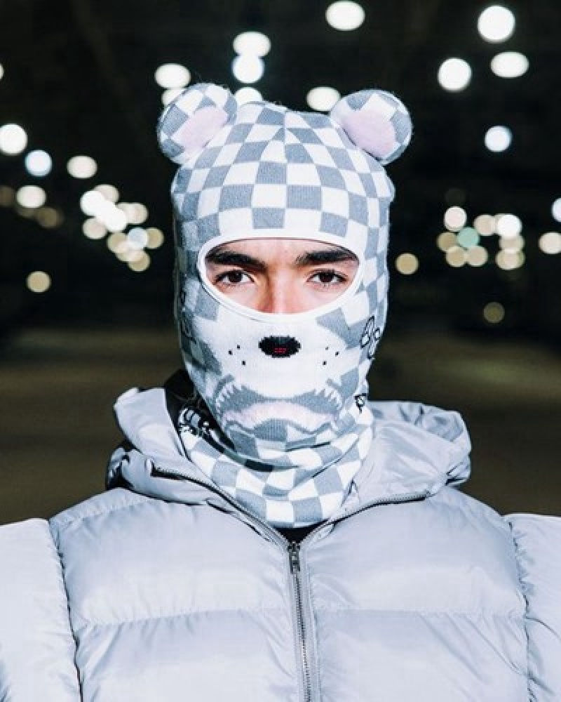 Grey Sprayground Rose Money Bear Ski Masks | 61304-ZGKM