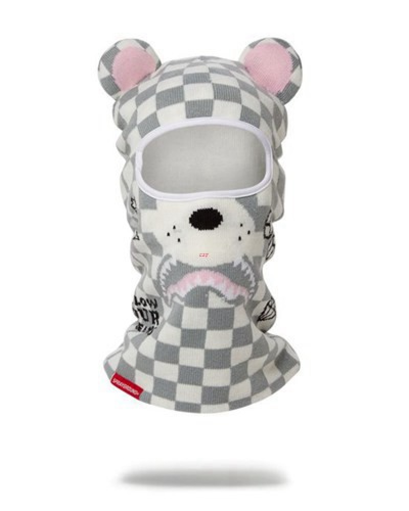 Grey Sprayground Rose Money Bear Ski Masks | 61304-ZGKM