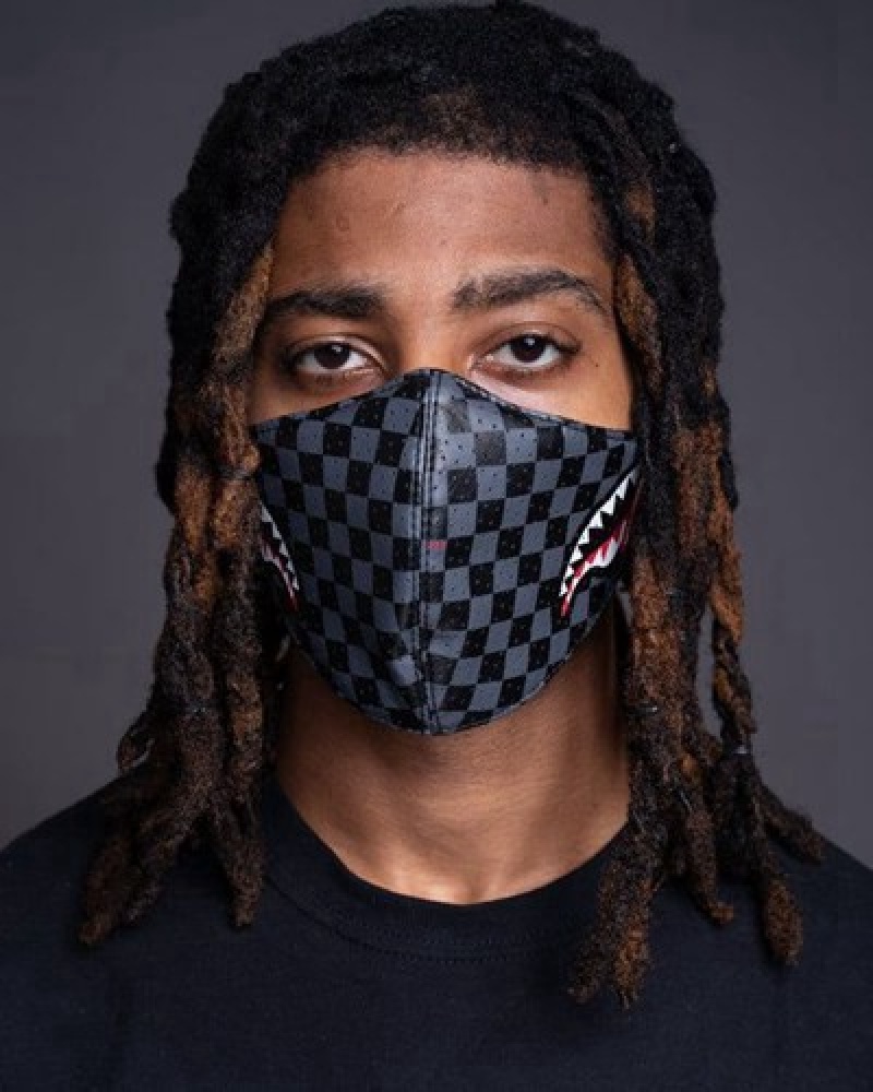 Grey Sprayground Sharks In Paris Vegan Leather Face Masks | 31926-UWYJ