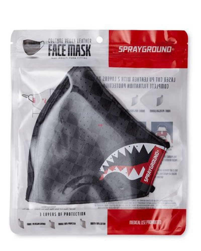 Grey Sprayground Sharks In Paris Vegan Leather Face Masks | 31926-UWYJ