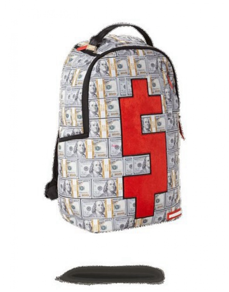 Grey Sprayground Velour Money Backpacks | 52867-JYED