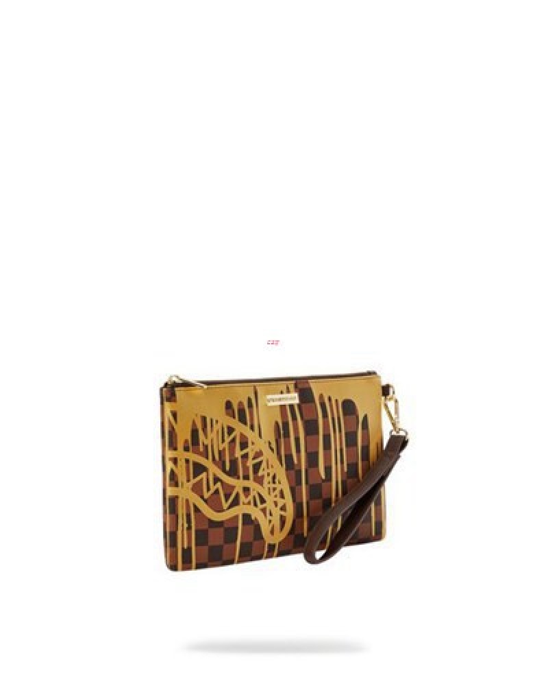 Khaki Sprayground Paris Paint Crossover Clutch Bag | 79402-DSJE