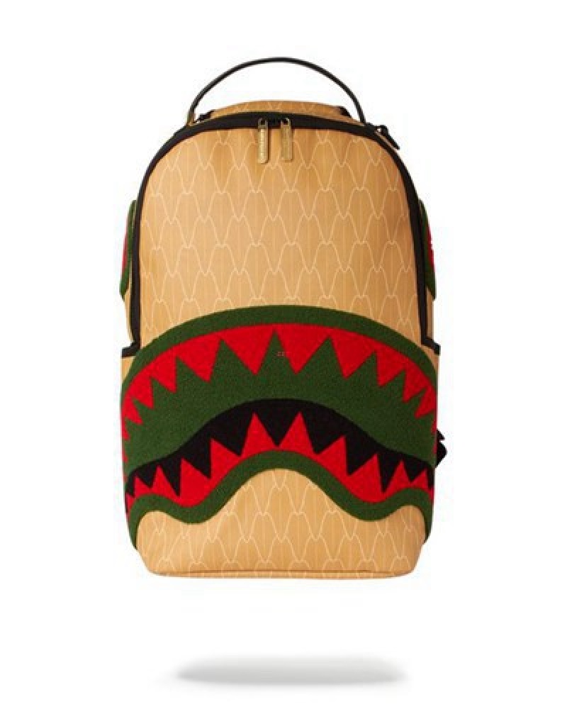 Khaki Sprayground Spucci Gang Backpacks | 76915-RUXF