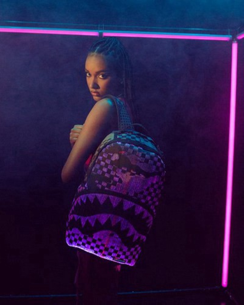 Lavender Sprayground Fiber Optics 3am The Party Never Stops Backpacks | 65791-DTIV