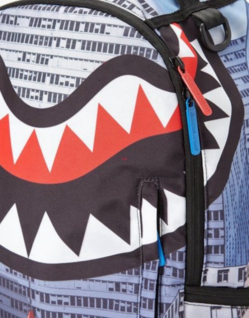 Lavender Sprayground Spiderman Upside Down Shark Backpacks | 90216-SOVL