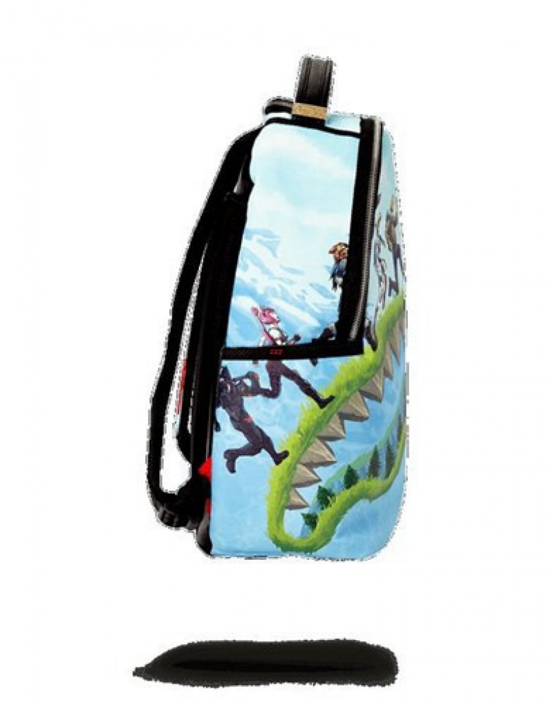 Light Blue Sprayground Fortnite Shark Royale! Backpacks | 39610-RPWL