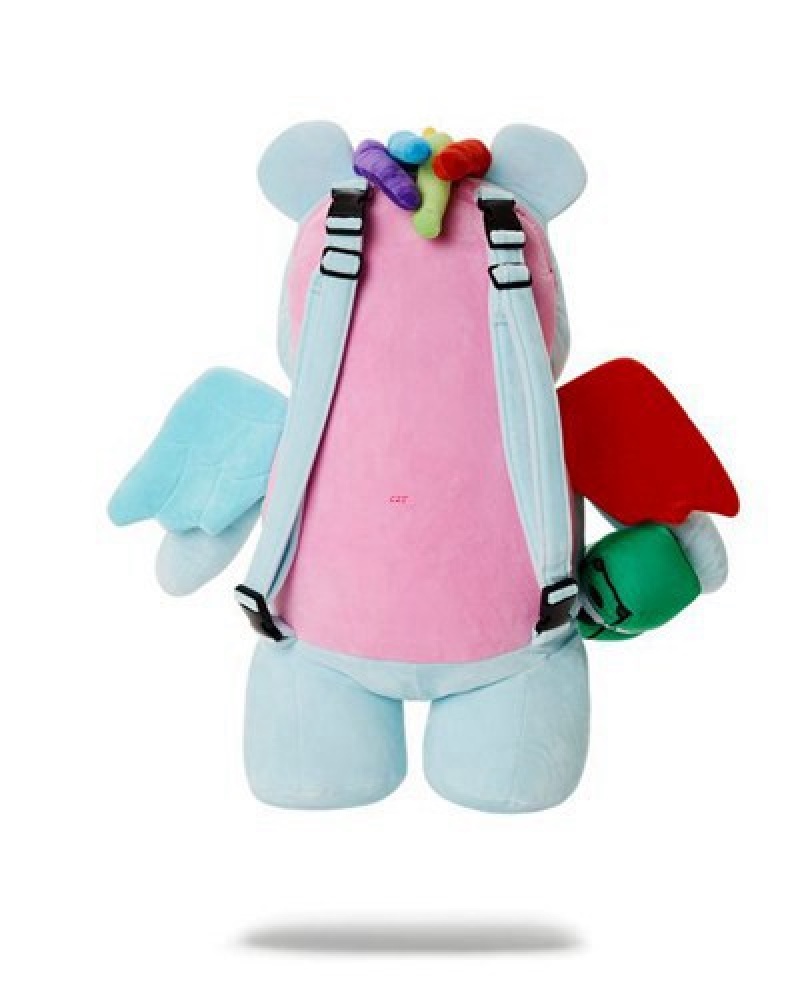 Light Blue Sprayground Myth Life Moneybear Teddybear Backpacks | 20375-TJHA