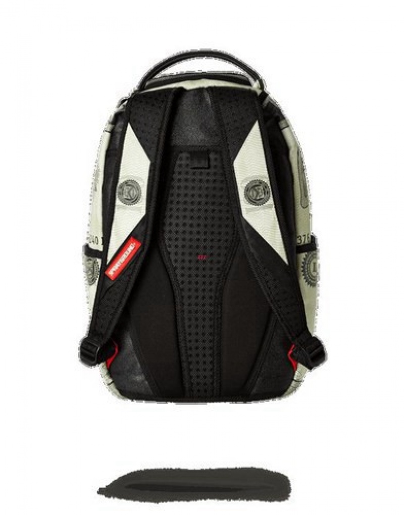 Light Green Sprayground One HundShark Stack Backpacks | 09283-IOXQ