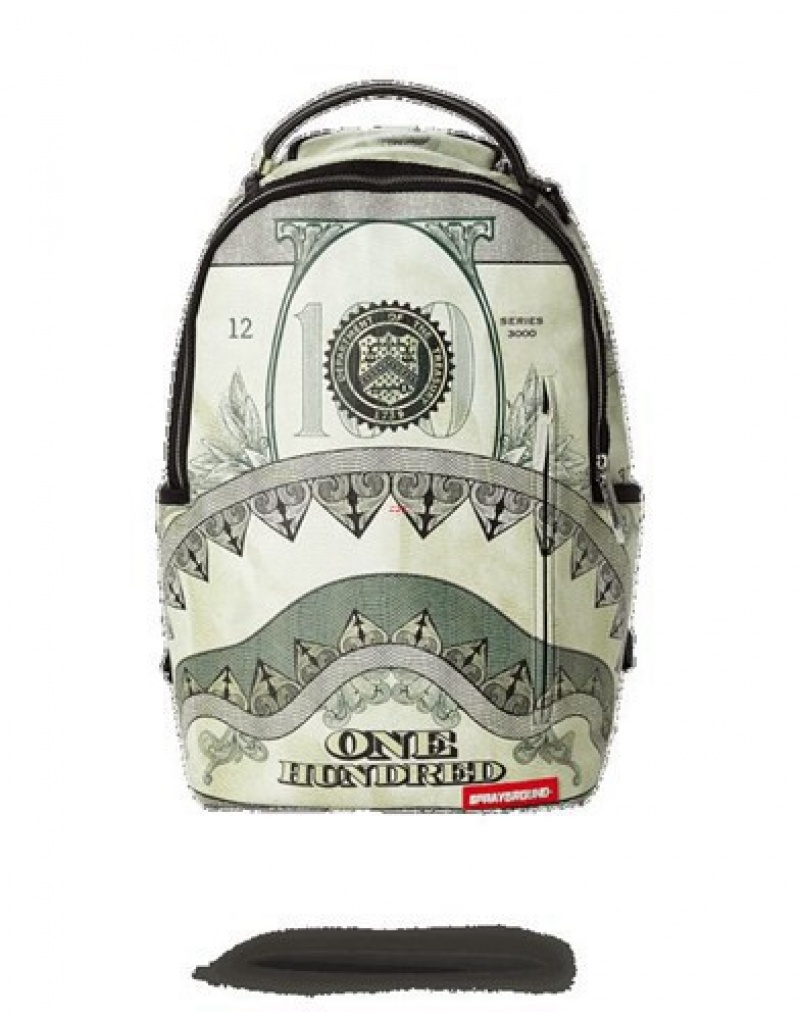 Light Green Sprayground One HundShark Stack Backpacks | 09283-IOXQ