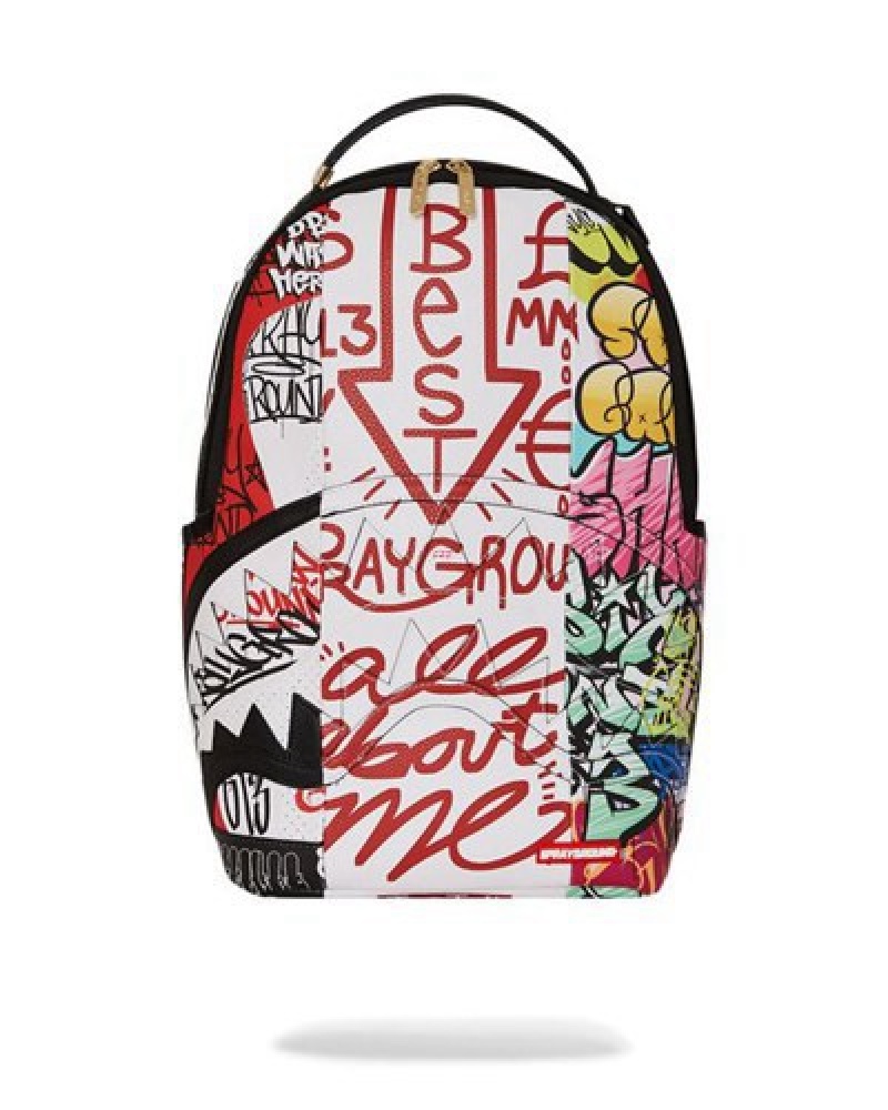 Multicolor Sprayground Tri-split Graffiti (Dlxv) Backpacks | 40985-GQKM