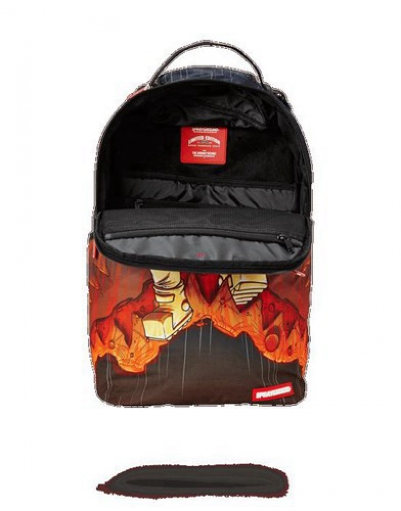 Navy Sprayground Gold Astronaut Meteor Shark Backpacks | 13790-PFIU