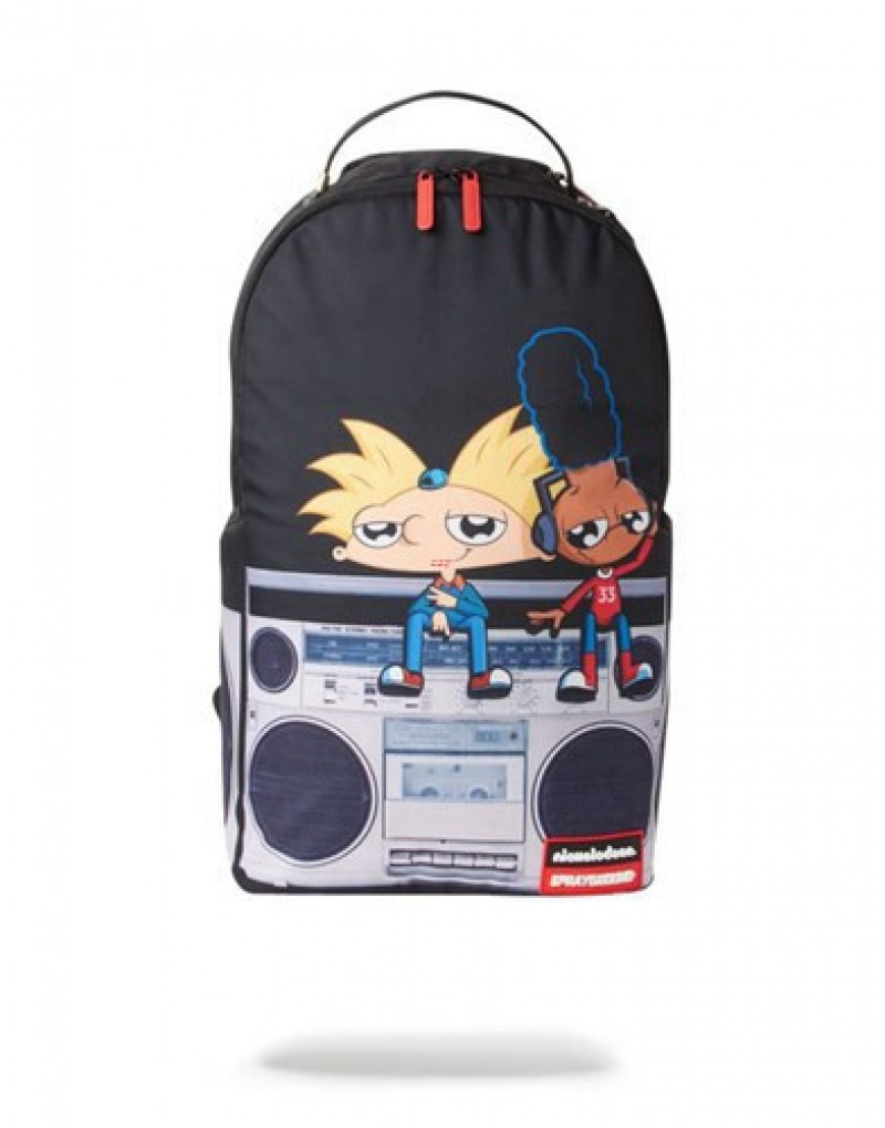 Navy Sprayground Hey Arnold: Anime On Stereo Backpacks | 51236-NPJR