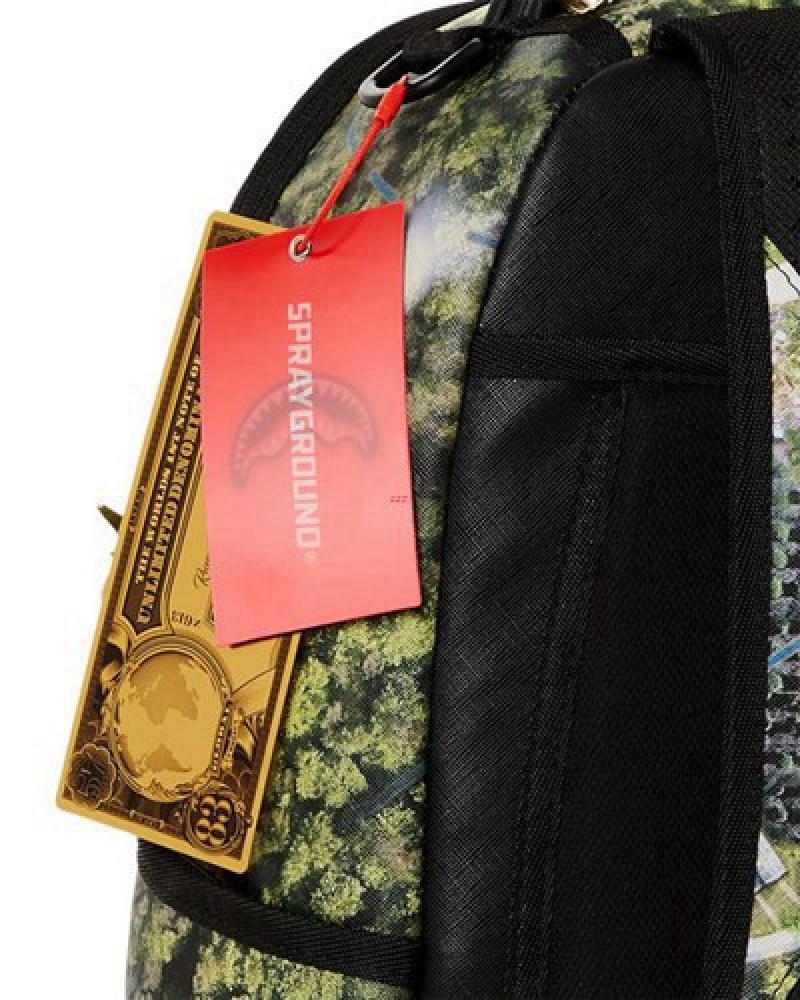 Olive Sprayground Aerial Pursuit (Dlxv) Backpacks | 87695-QMSG