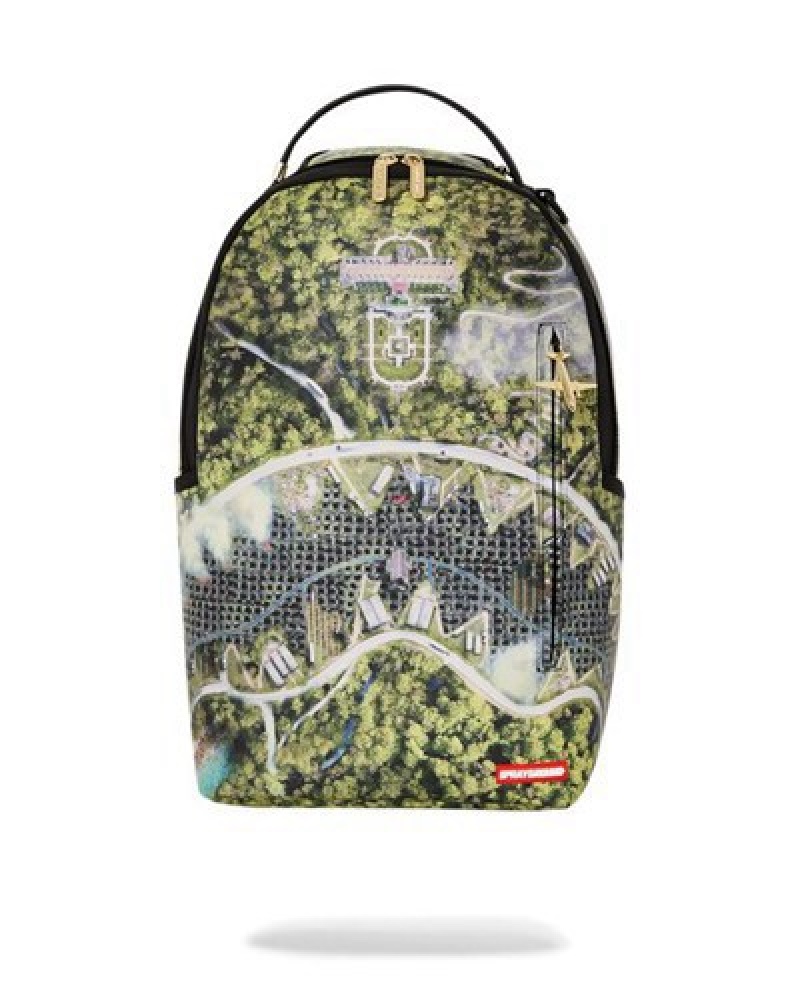 Olive Sprayground Aerial Pursuit (Dlxv) Backpacks | 87695-QMSG