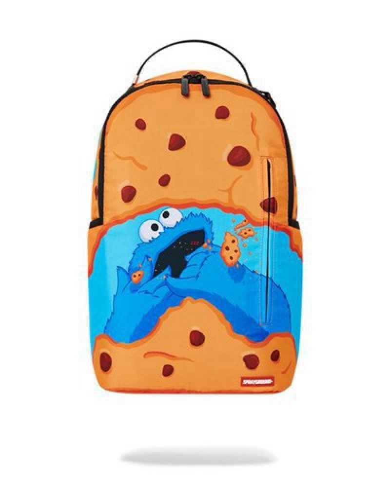 Orange Sprayground Cookie Monster Munchies Backpacks | 28095-CTFD