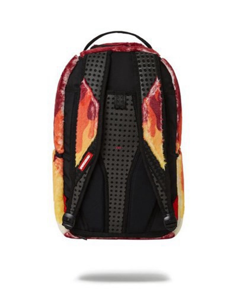 Orange Sprayground Diablo Cozy Velour Fur Backpacks | 24975-EXAI