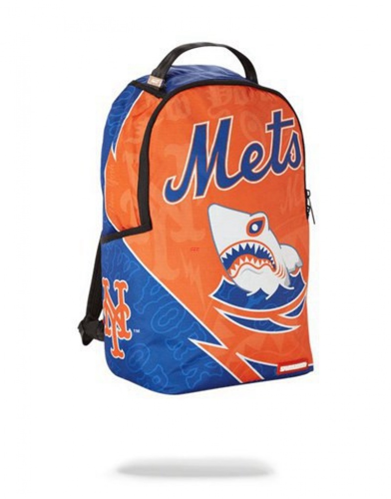 Orange Sprayground Mlb New York Mets Shark Backpacks | 87256-ODJM