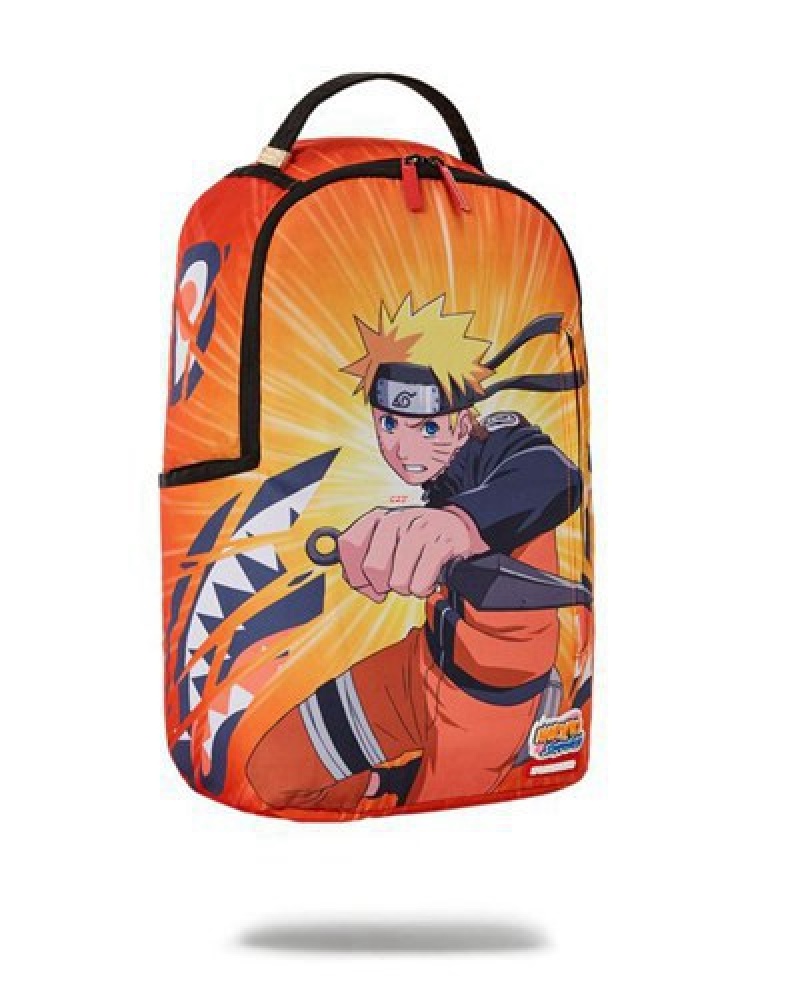 Orange Sprayground Naruto Bustin Shark (Dlxr) Backpacks | 96074-KSZX