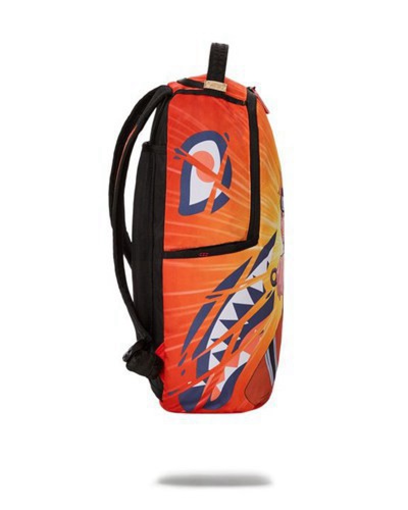 Orange Sprayground Naruto Bustin Shark (Dlxr) Backpacks | 96074-KSZX