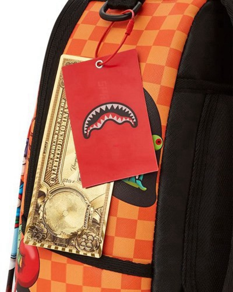 Orange Sprayground Nickelodeon Shark Feast (Dlxv) Backpacks | 48127-MRPN