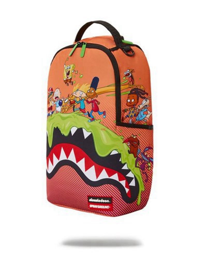 Orange Sprayground Nickelodeon Slime Party (Dlxr) Backpacks | 23659-JYXN