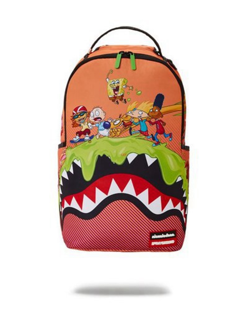 Orange Sprayground Nickelodeon Slime Party (Dlxr) Backpacks | 23659-JYXN