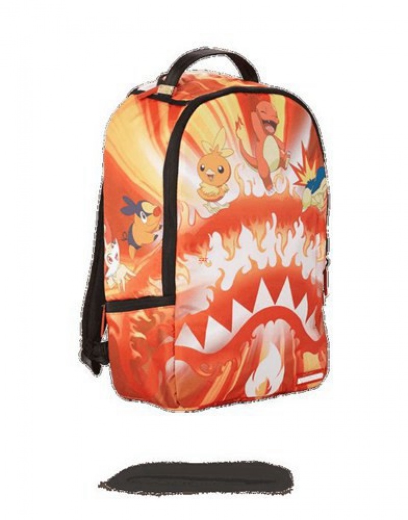 Orange Sprayground Pokemon Charmander Fire Shark Backpacks | 89610-XFIM