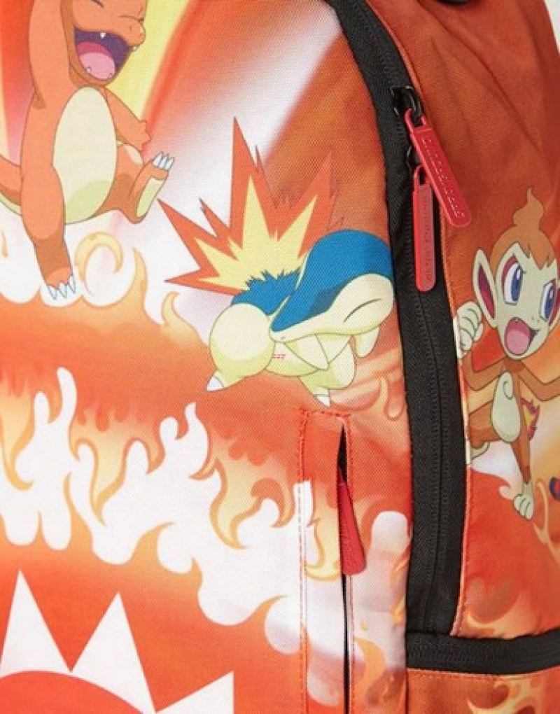 Orange Sprayground Pokemon Charmander Fire Shark Backpacks | 89610-XFIM