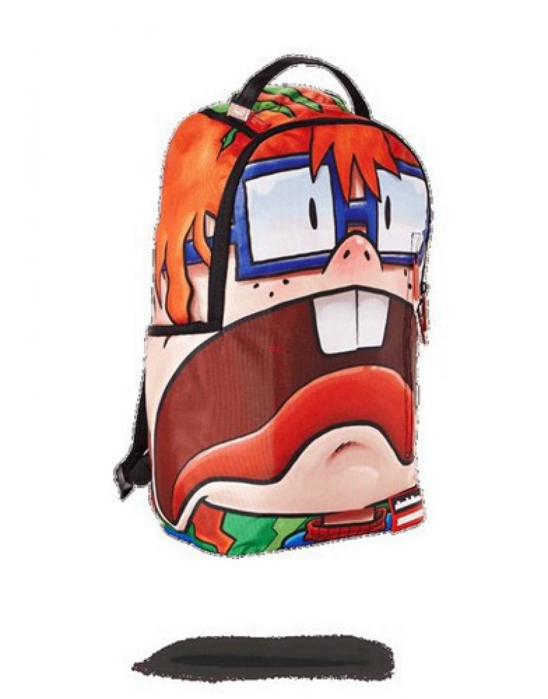 Orange Sprayground Rugrats Chucky Shark Backpacks | 67348-CQRN