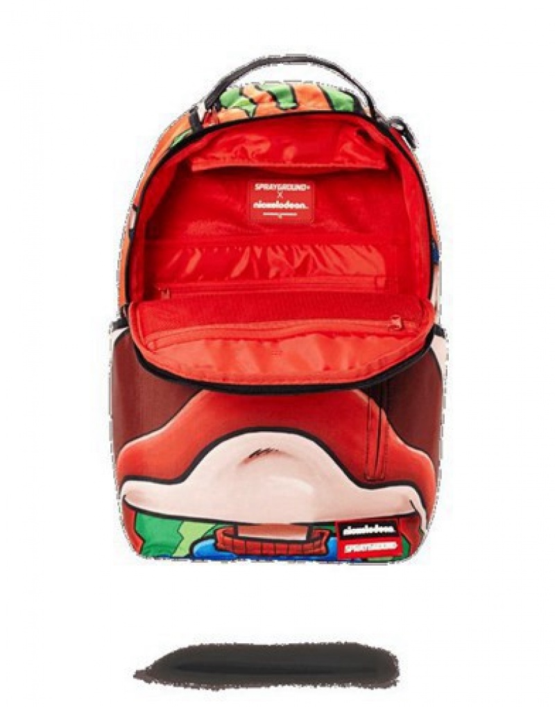 Orange Sprayground Rugrats Chucky Shark Backpacks | 67348-CQRN