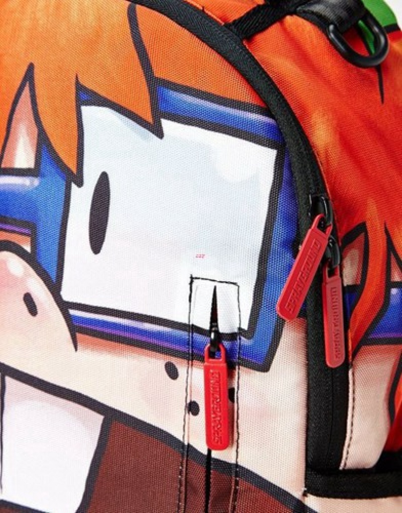 Orange Sprayground Rugrats Chucky Shark Backpacks | 67348-CQRN