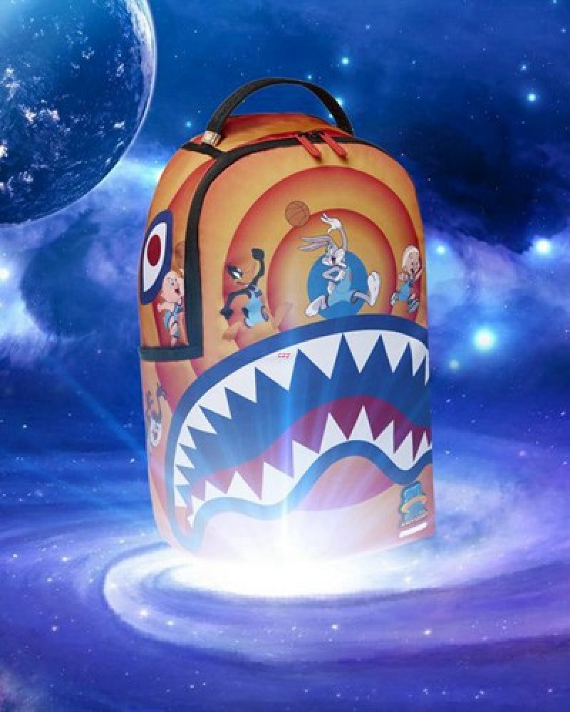 Orange Sprayground Space Jam2 Shark Dunk (Dlxr) Backpacks | 49165-DNCZ