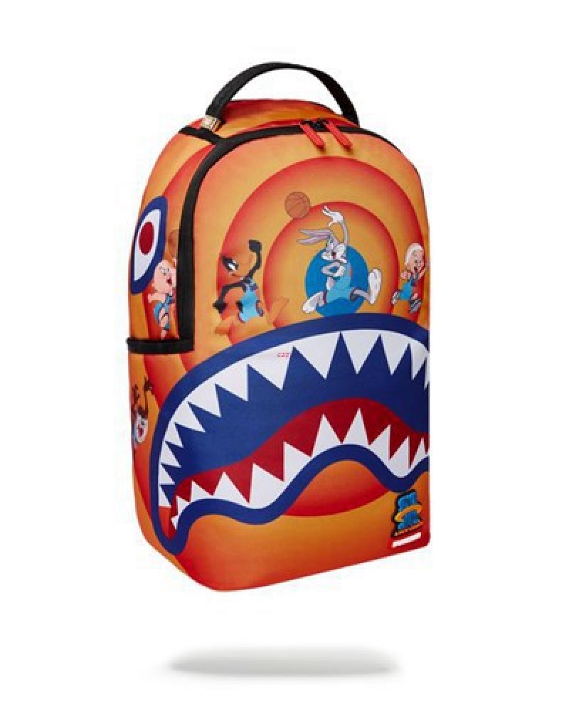 Orange Sprayground Space Jam2 Shark Dunk (Dlxr) Backpacks | 49165-DNCZ