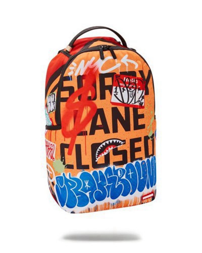 Orange Sprayground Stay Out Of My Lane (Dlxr) Backpacks | 83204-ZSFQ