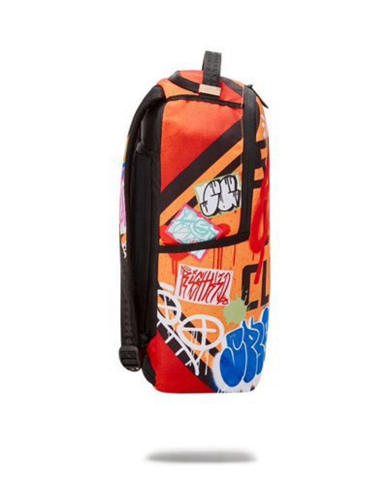 Orange Sprayground Stay Out Of My Lane (Dlxr) Backpacks | 83204-ZSFQ