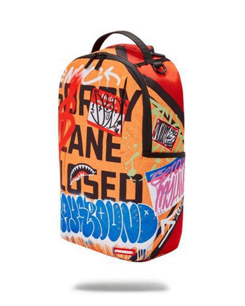 Orange Sprayground Stay Out Of My Lane (Dlxr) Backpacks | 83204-ZSFQ