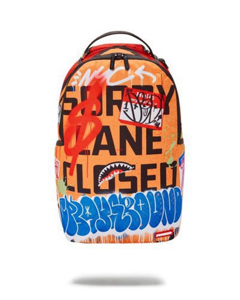 Orange Sprayground Stay Out Of My Lane (Dlxr) Backpacks | 83204-ZSFQ