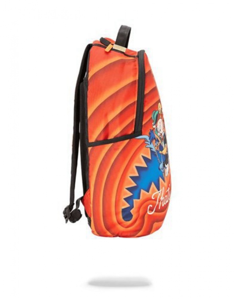 Orange Sprayground That's All Sharks! Backpacks | 70164-KGIO