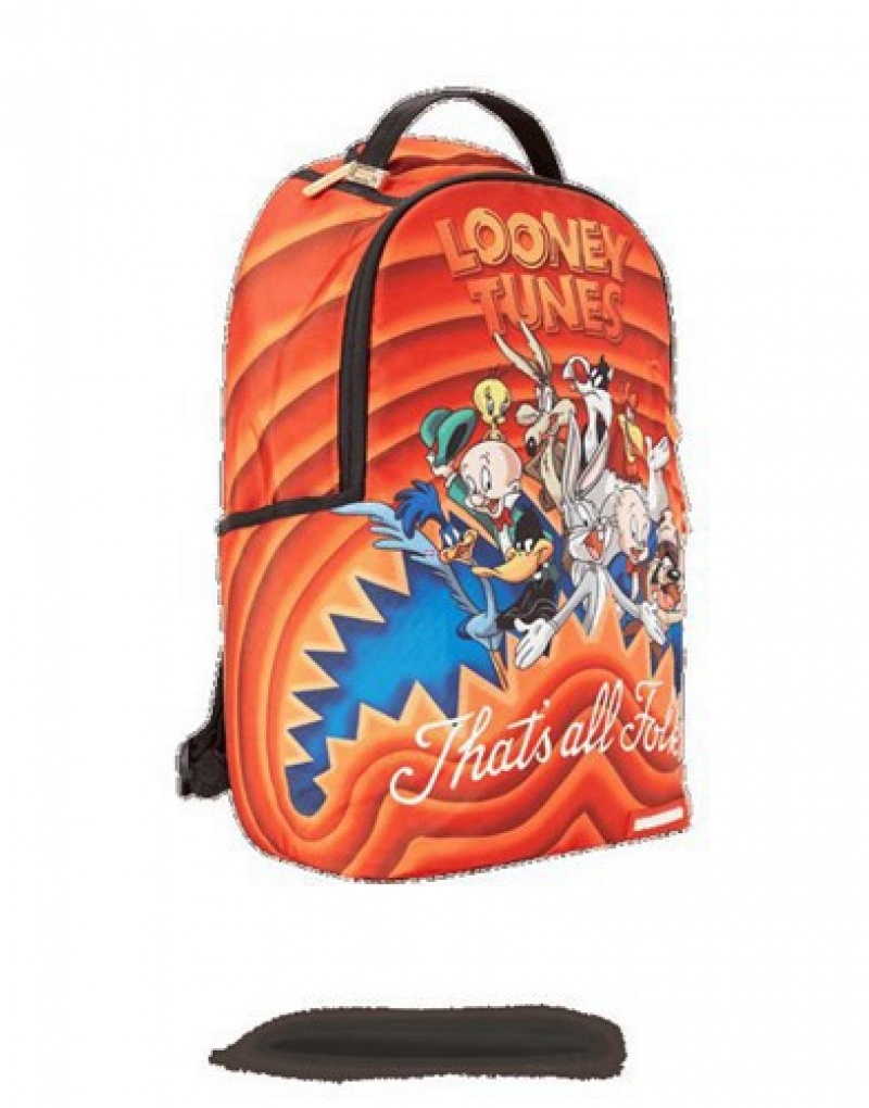 Orange Sprayground That's All Sharks! Backpacks | 70164-KGIO