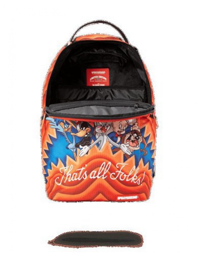 Orange Sprayground That's All Sharks! Backpacks | 70164-KGIO