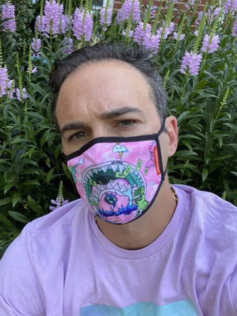 Pink Sprayground Adult Dbd Land Form-fitting Face Masks | 45321-FTPK