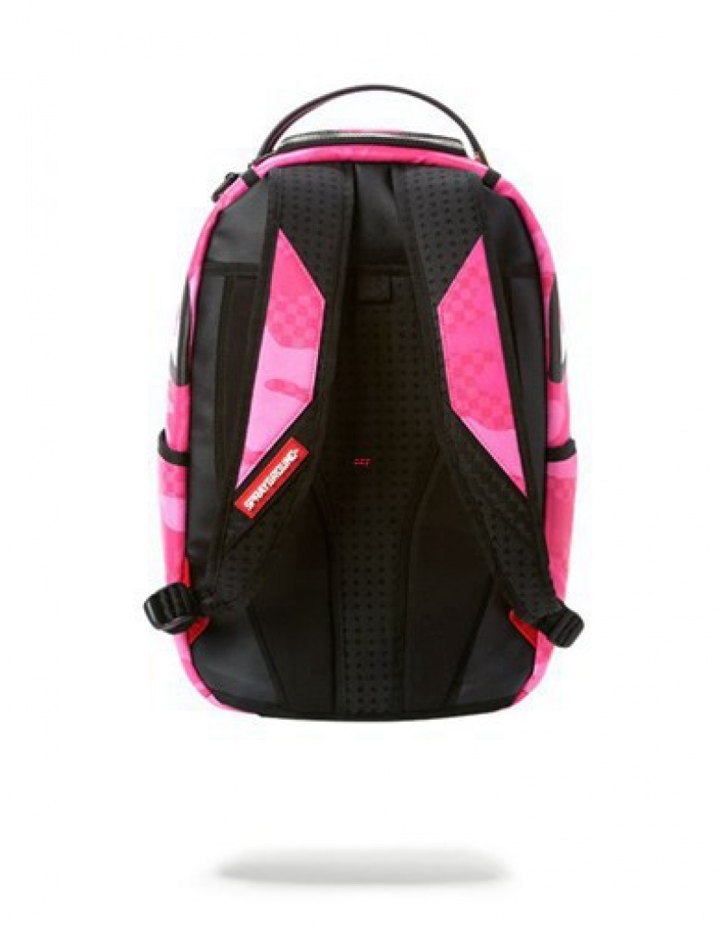 Pink Sprayground Anime Camo Backpacks | 87315-KEHD