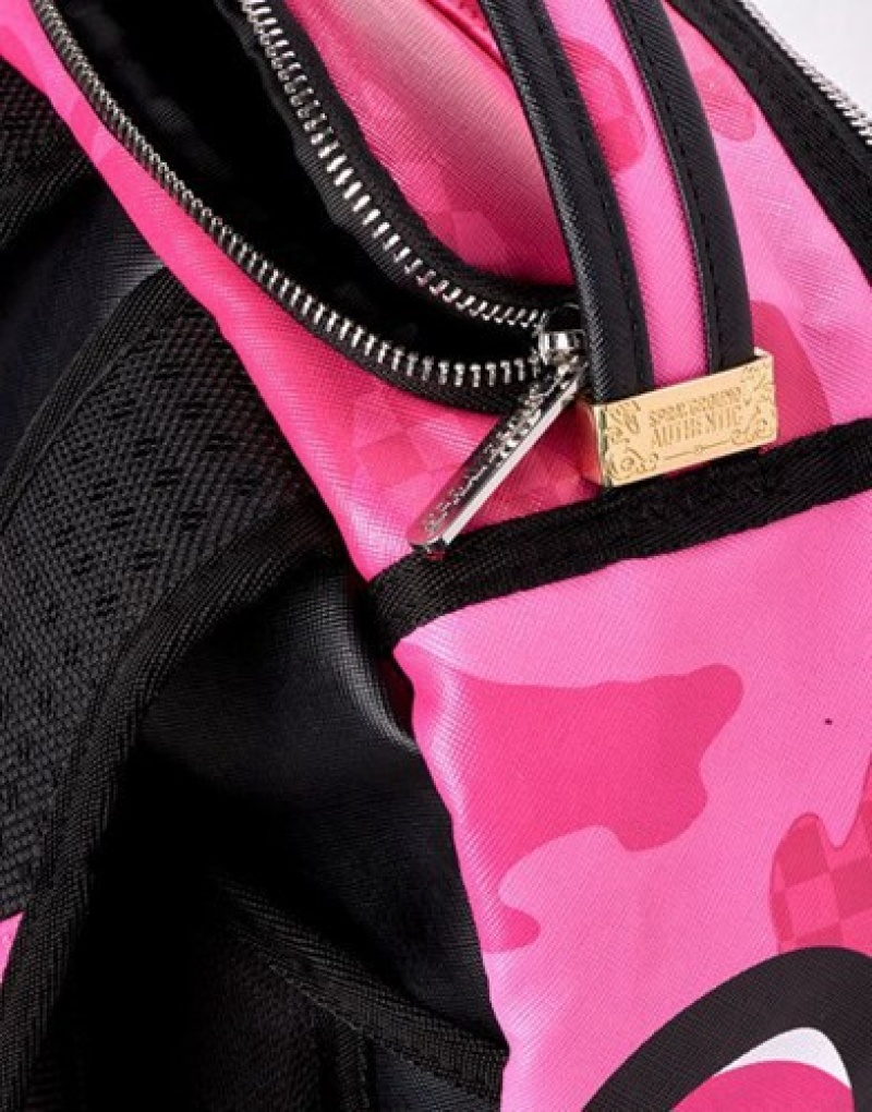 Pink Sprayground Anime Camo Backpacks | 87315-KEHD