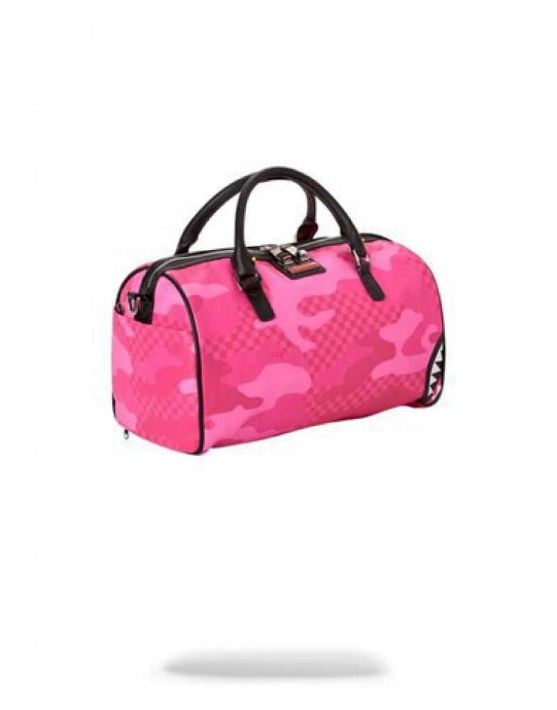 Pink Sprayground Anime Camo Mini Duffle Bags | 76402-CXSV