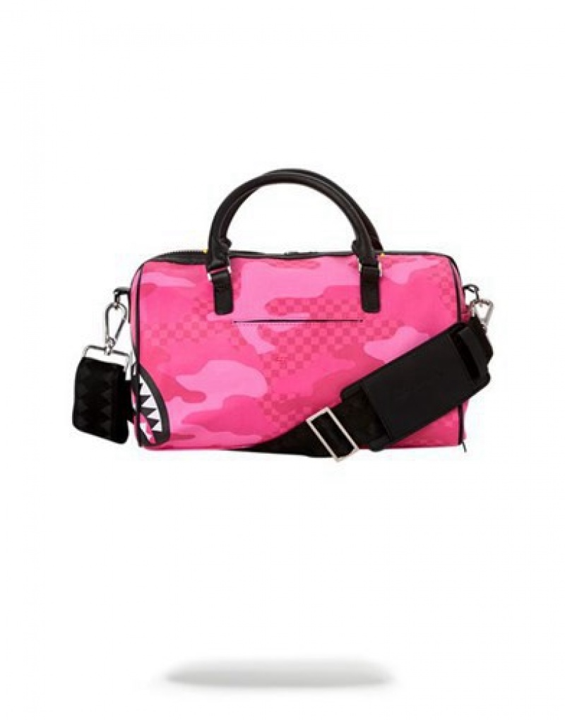 Pink Sprayground Anime Camo Mini Duffle Bags | 76402-CXSV